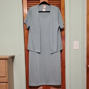 Light Blue Dress and Cardigan Set